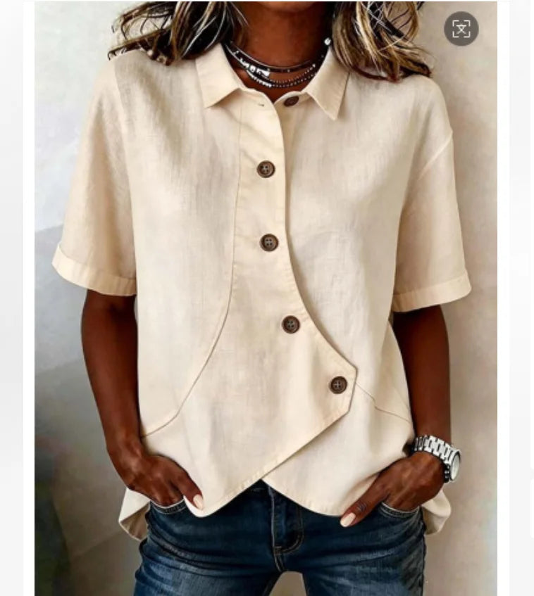 Asymmetric Button Blouse