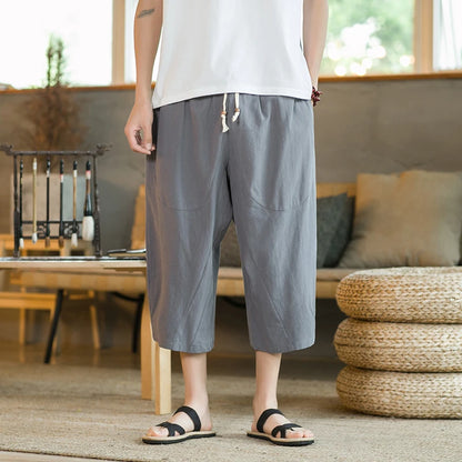 Cotton Linen Cropped Pants