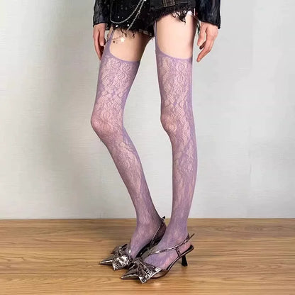 Floral Garter Tights