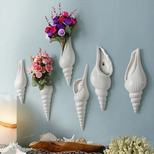 Ceramic Conch Shell Vases