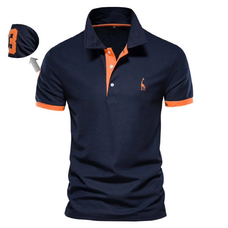 Embroidered Polo Shirt in Navy